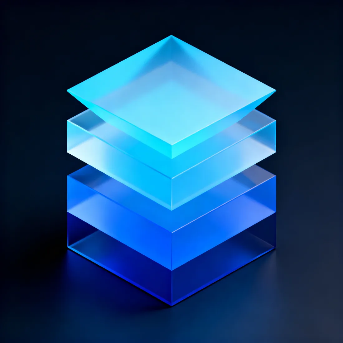 Abstract render of four ascending translucent capability tiers building on one another