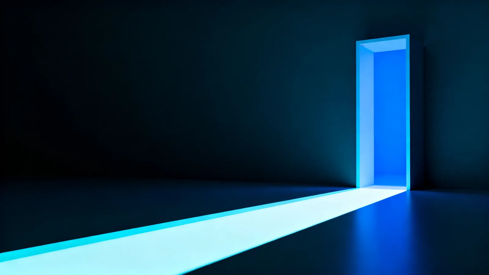 Abstract render of a response pathway standing open and ready beside a calm untouched structure